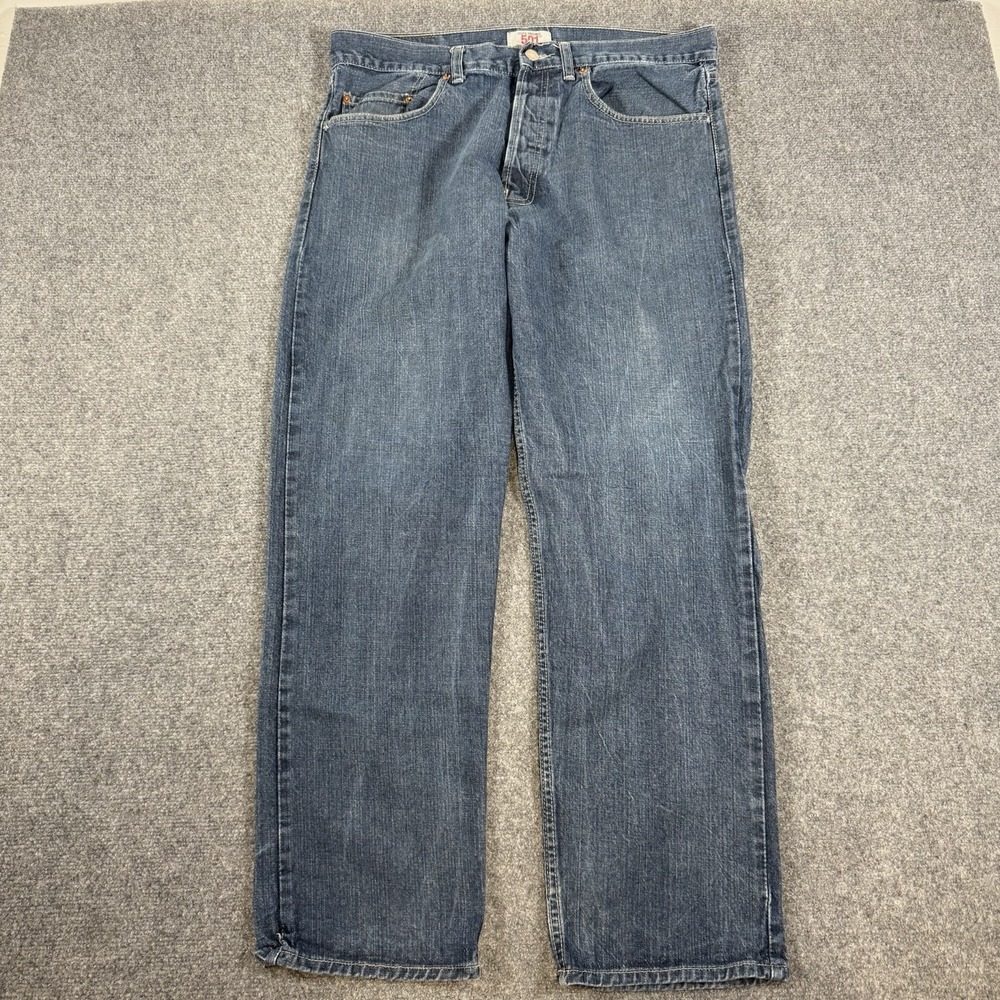 Levi's 501 Jeans Mens 36x30 Blue Y2K Denim Pants Straight Button Fly USA Made